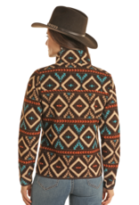 Rock N Roll  Womens Chocolate Aztec Snap Berber Jacket