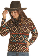 Rock N Roll  Womens Chocolate Aztec Snap Berber Jacket