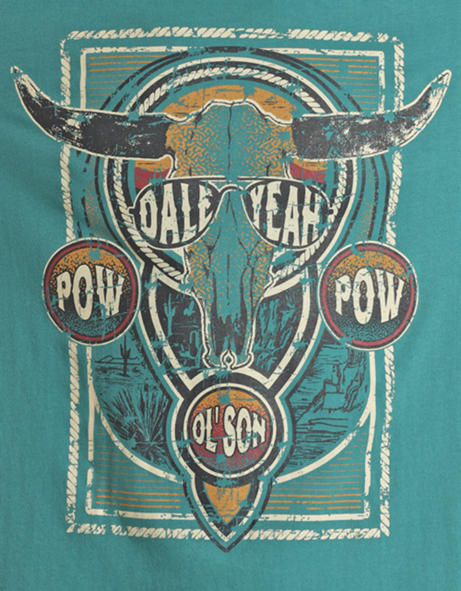 Rock & Roll Turquoise Dale Brisby POW POW Graphic Short Sleeve T Shirt