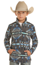 Boys Powder River Royal Grey Southwest Polar Fleece Quarter Zip Pullover Sweatshirt