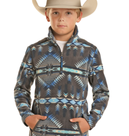 Boys Powder River Royal Grey Southwest Polar Fleece Quarter Zip Pullover Sweatshirt