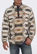 Cinch Mens Cinch Cream Navy Southwest Polar Fleece Quarter Snap Pullover