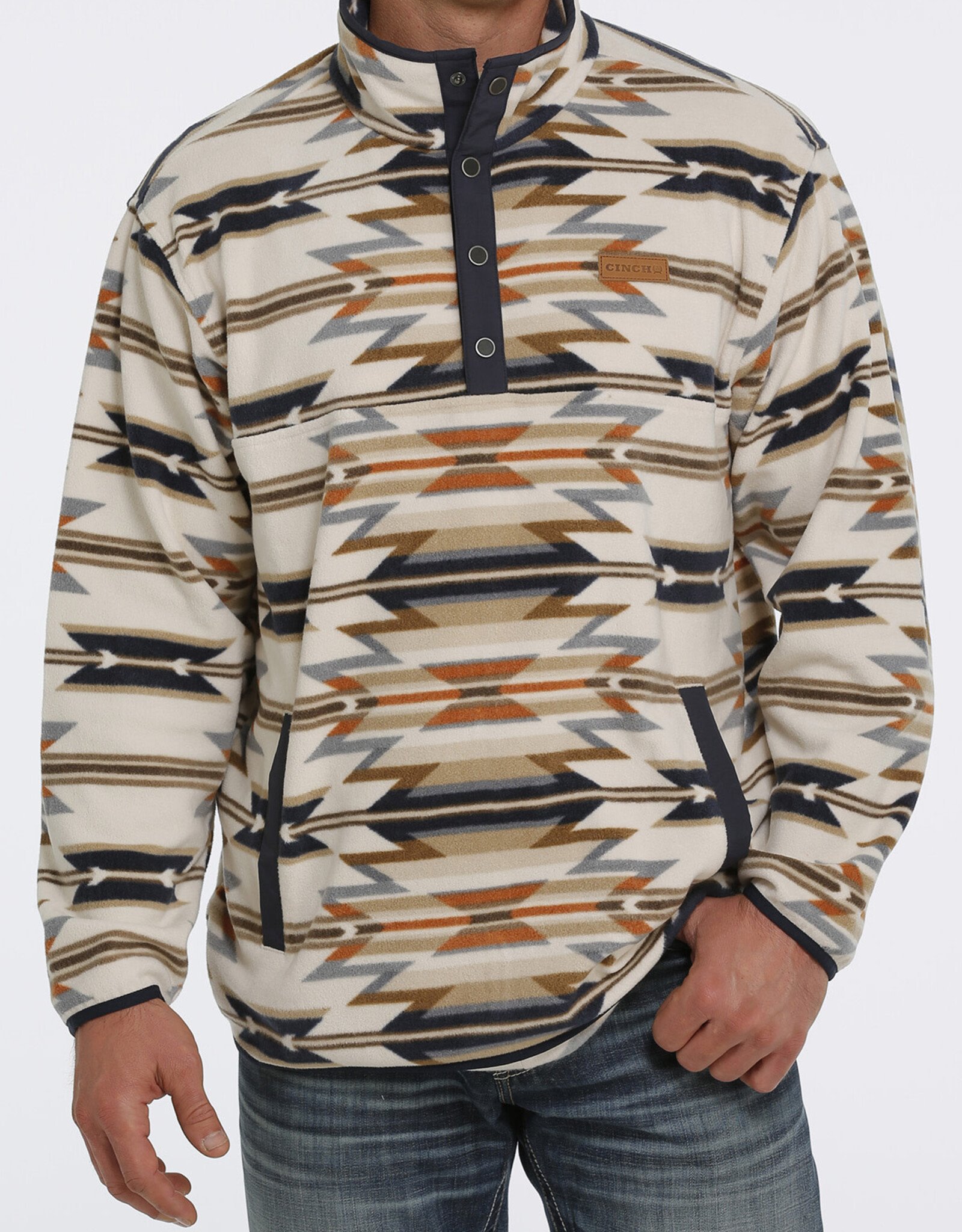 Cinch Orange/Grey Southwest Print Polar Fleece Pullover for Men – Pard's  Western Shop Inc.