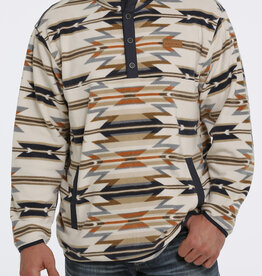 Cinch Mens Cinch Cream Navy Southwest Polar Fleece Quarter Snap Pullover