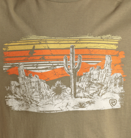 Rock & Roll Olive Desert Scene Graphic Short Sleeve T Shirt