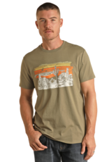 Rock & Roll Olive Desert Scene Graphic Short Sleeve T Shirt