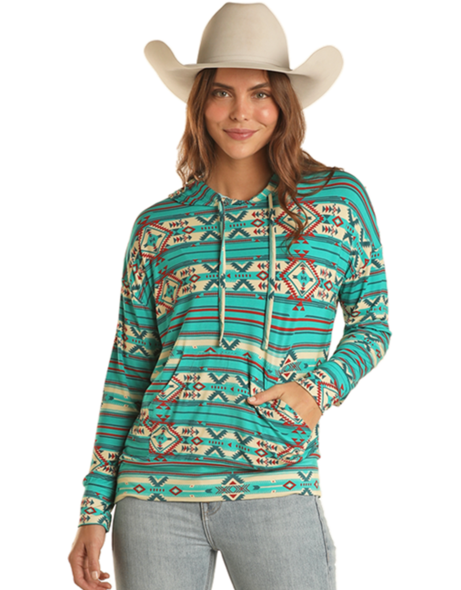 Womens Aztec Long Cardigan Sweater Duster - Cowpokes Western Shop