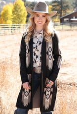 Cruel Girl Black Aztec Western Classic Duster Sweater