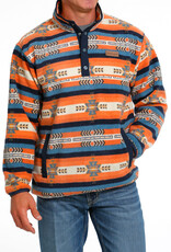 Cinch Mens Cinch Red and Blue Aztec Polar Fleece Quarter Snap Pullover