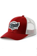 Cinch Mens Cinch Logo Patch Red and Tan Mesh Snapback Trucker Ball Cap