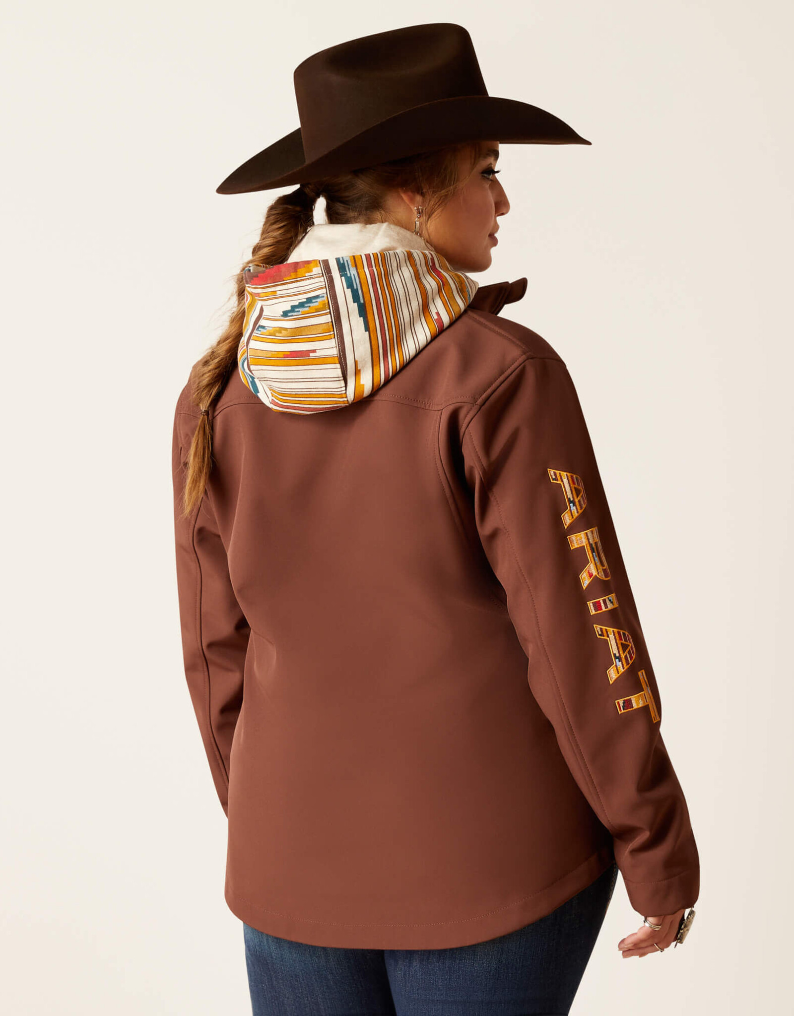 Ariat Womens Ariat Shave Chocolate Chimayo Fleece Lined Softshell Logo Jacket
