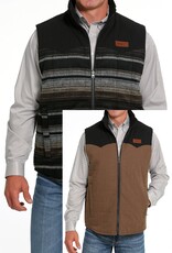 Cinch Mens Brown And Black  Cinch Reversible Wooly Canvas Western Vest