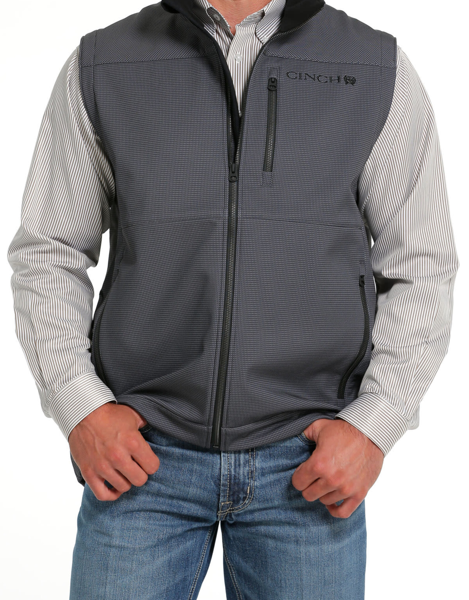 Stretch microfiber vest with embroidered logo (charcoal)