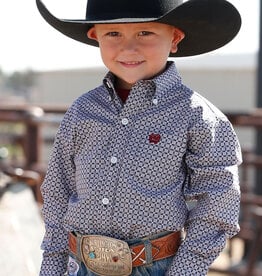 Cinch Boys Infant  Cinch Long Sleeve Navy Burgundy Western Button Shirt