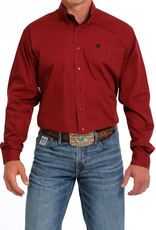 Cinch Mens Cinch Long Sleeve Solid Burgundy Red Western Button Arena Shirt