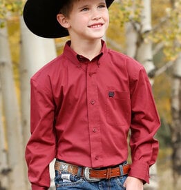 Cinch Boys Cinch Burgundy Red Long Sleeve Button Western Shirt