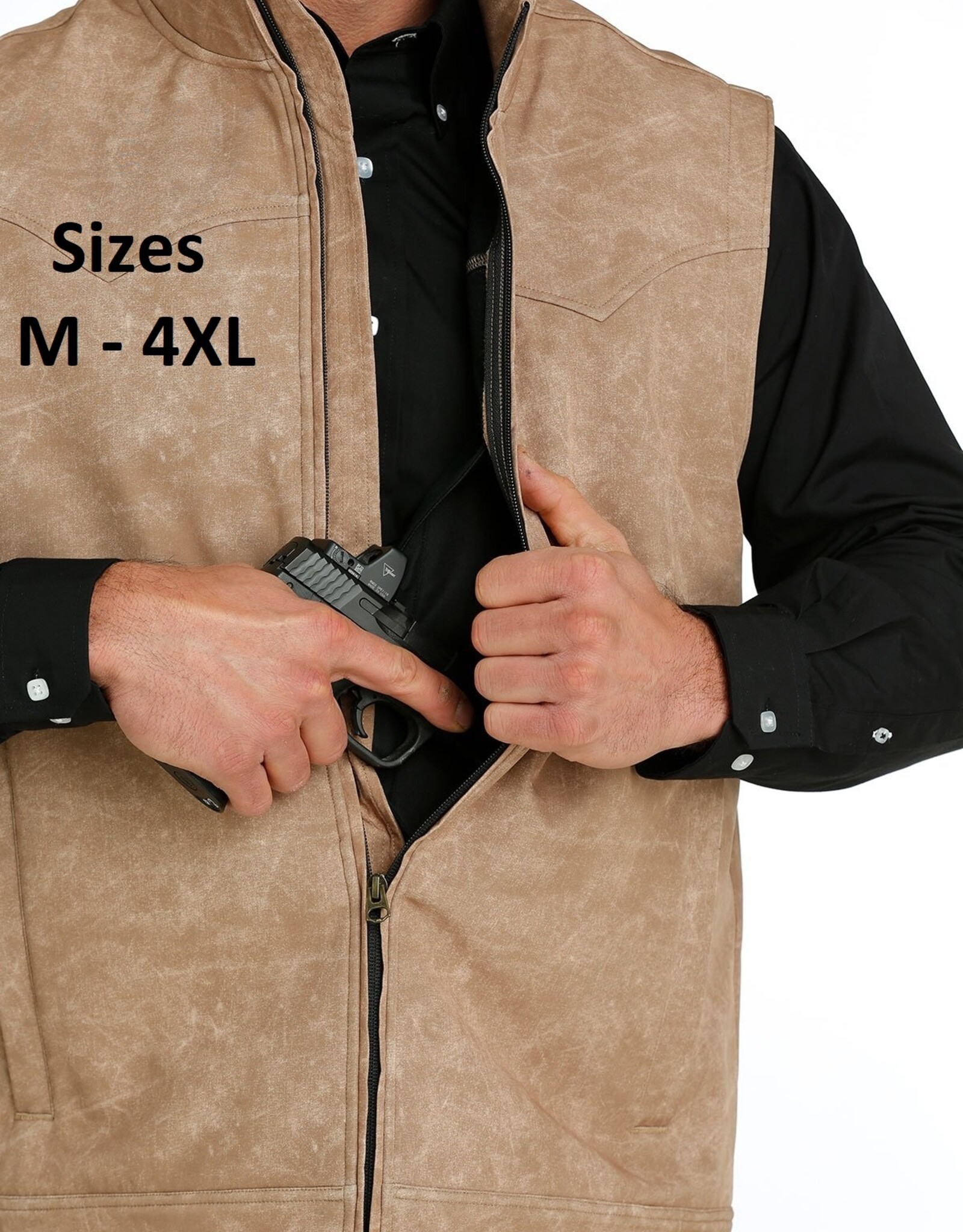 Cinch Mens Cinch Khaki Fleece Lined Bonded Concealed Carry Vest
