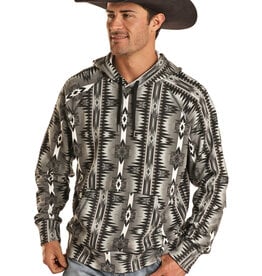 Mens Rock & Roll Raglan Black Aztec Print Hoodie