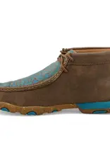 Womens Twisted X Chukka Driving Moc Bomber Brown Turquoise Tooled