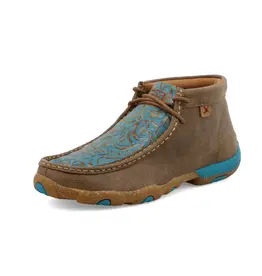 Womens Twisted X Chukka Driving Moc Bomber Brown Turquoise Tooled