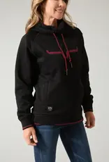 Womens Kimes Two Scoops Black Fleece Cowlneck Hoodie