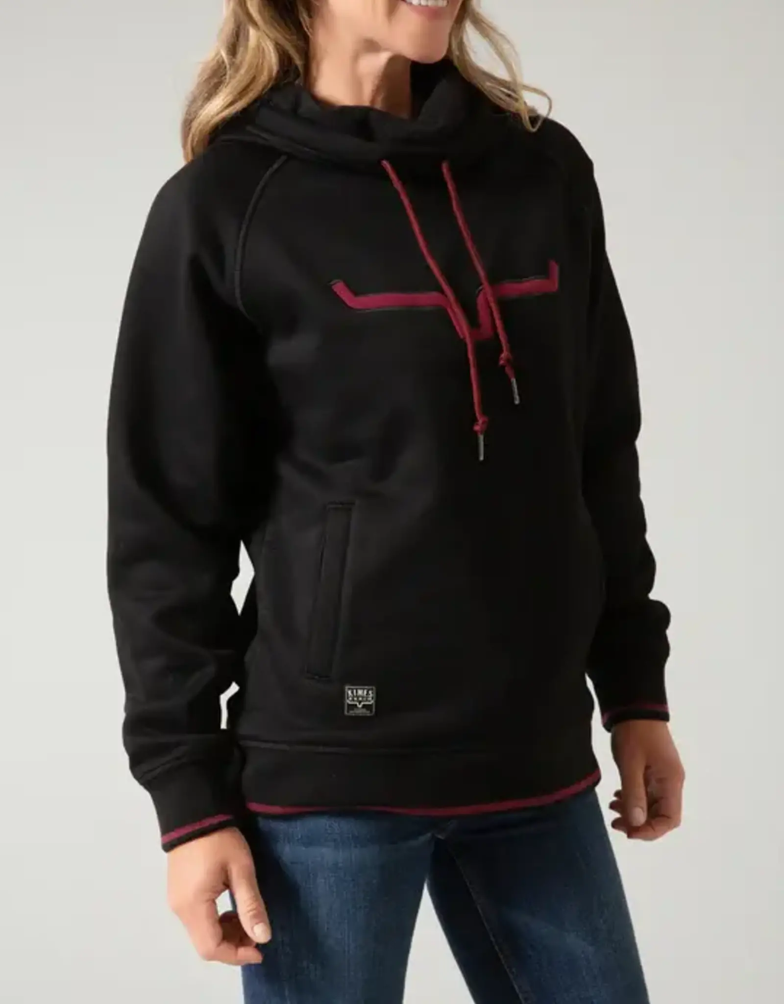 Womens Kimes Two Scoops Black Fleece Cowlneck Hoodie