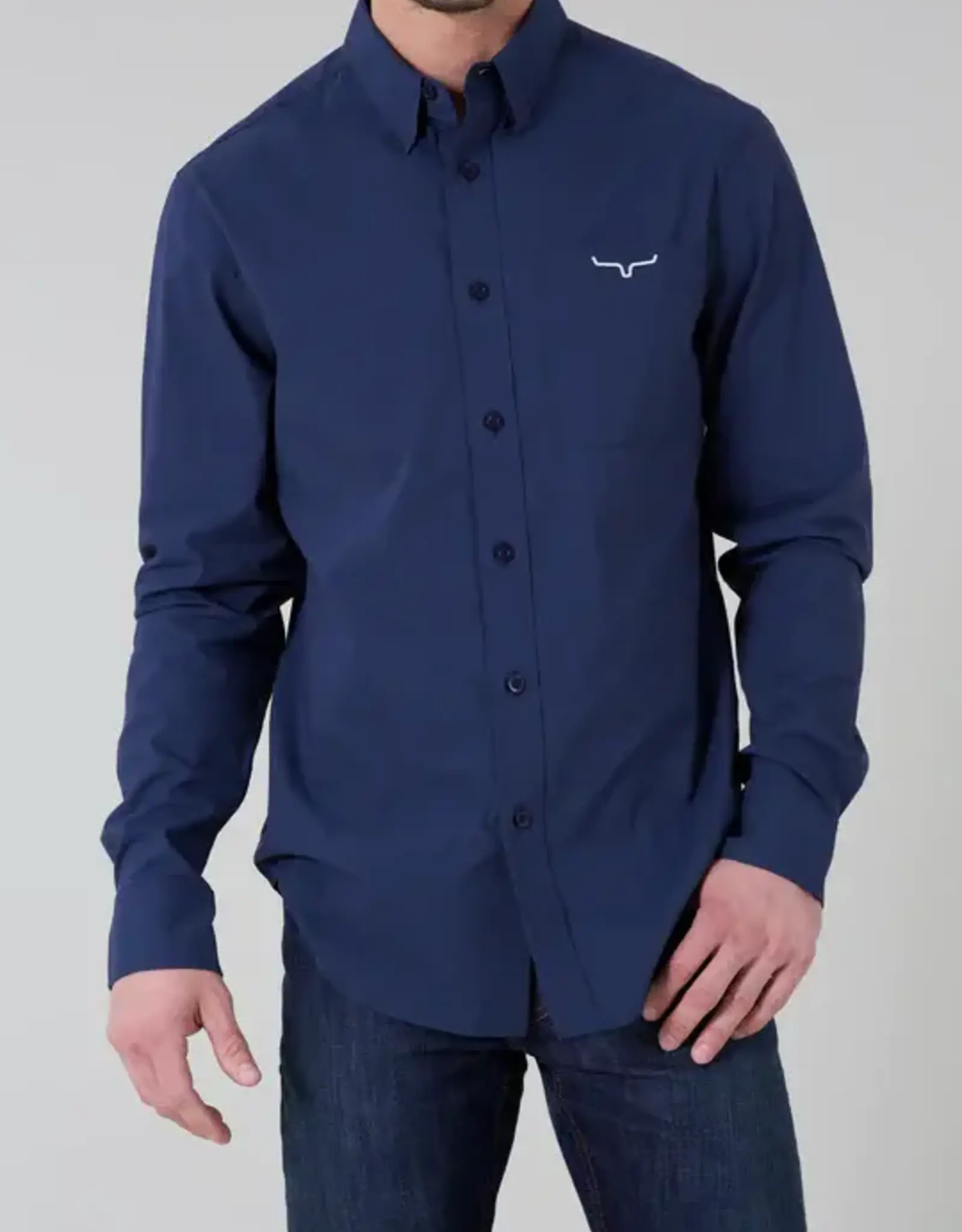 Mens Kimes Navy KR Team Long Sleeve Button Down Western Arena Shirt