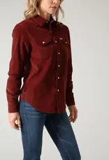 Womens Kimes Ranch Rust Dixon Brushed Corduroy Long Sleeve Pearl Snap Shirt