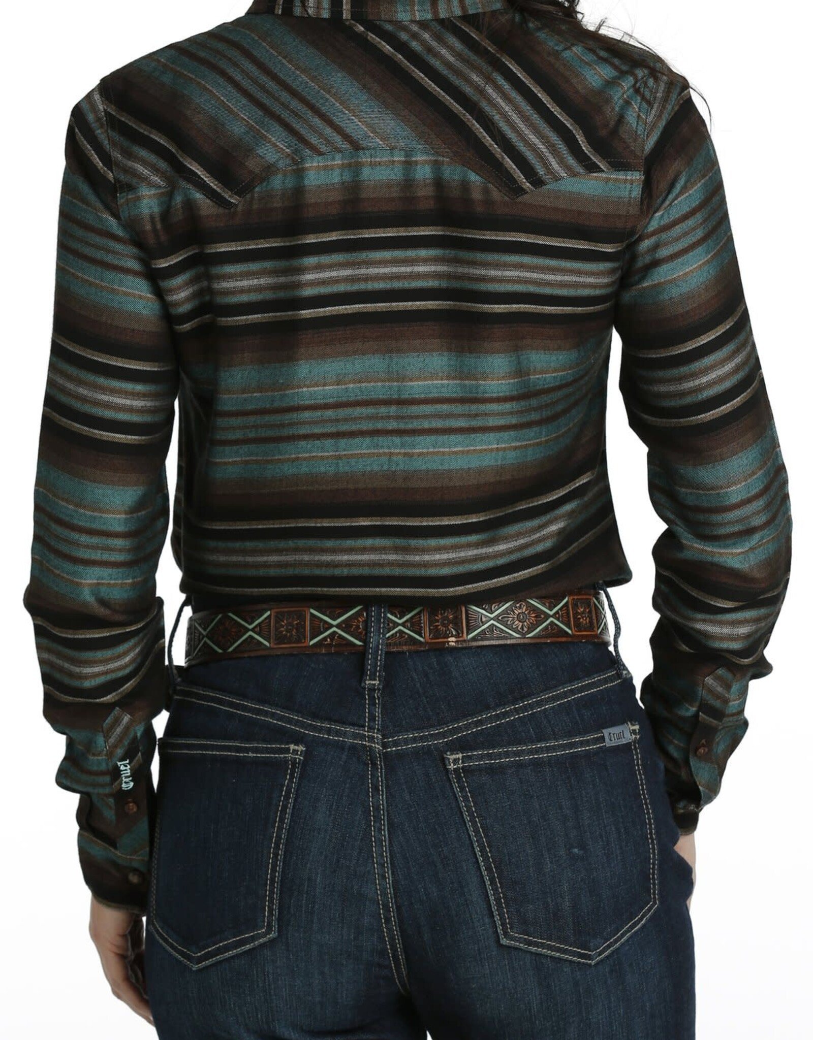 Cruel Denim Women's Teal Aztec Long Sleeve Western Shirt