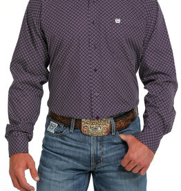 Cinch Mens Cinch Long Sleeve Purple Geo Print Western Button Arena Shirt