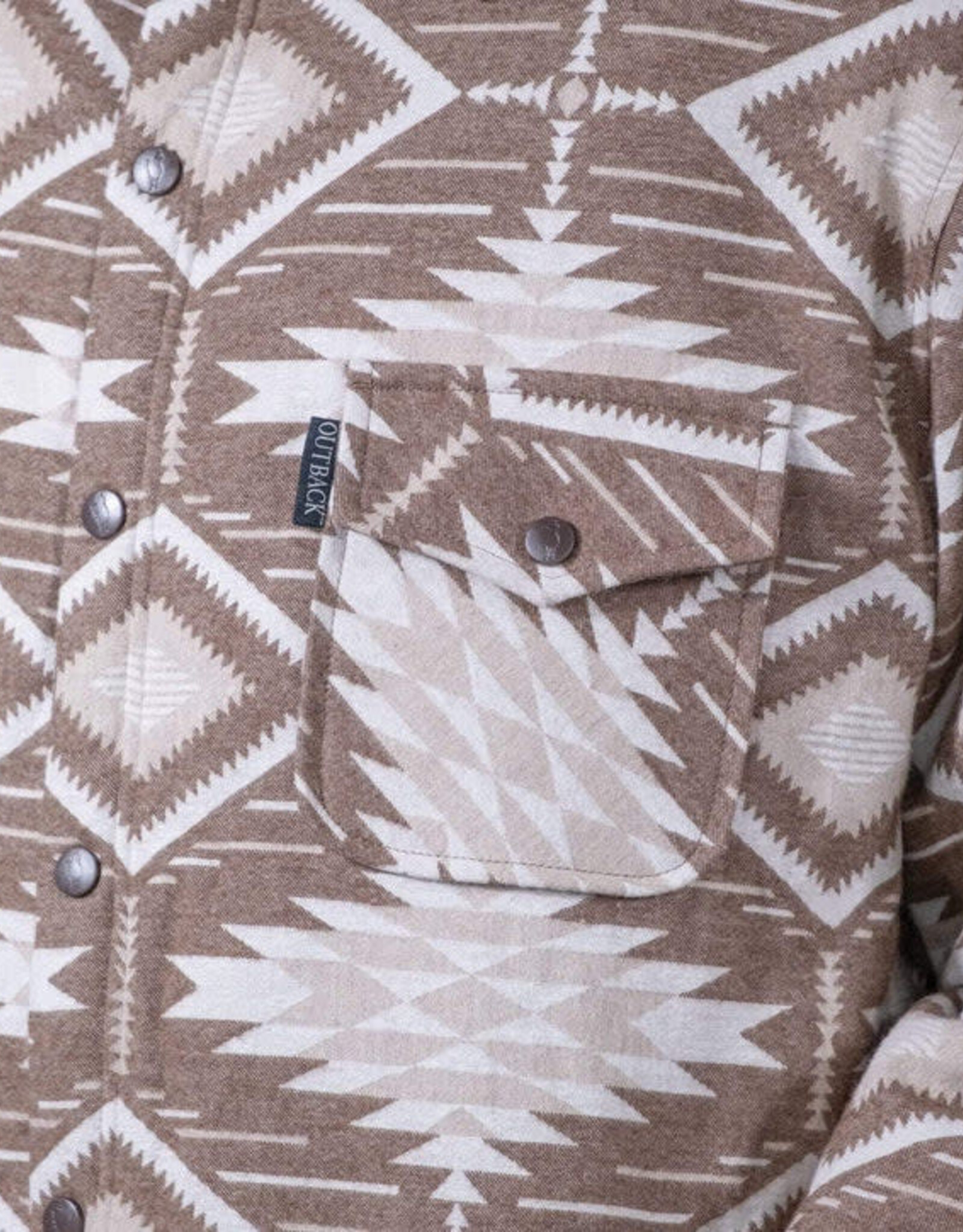 Mens Outback Ronan Brown Aztec Berber Lined Snap Jacket