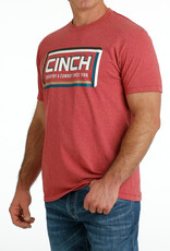 Cinch Mens Cinch Short Sleeve Heather Red Country & Cowboy Logo T Shirt