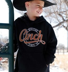 Cinch Boys Cinch Black Hooded Sweatshirt Chocolate Embroidered Logo