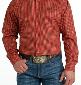 Cinch Mens Cinch Long Sleeve Red Brown Print Western Button Arena Shirt