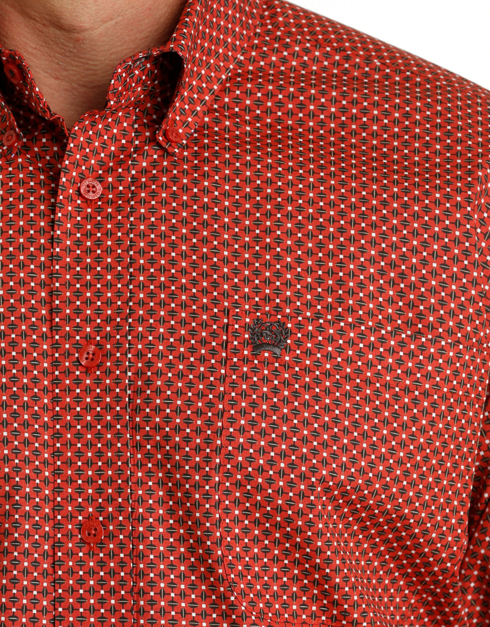 Cinch Mens Cinch Long Sleeve Red Brown Print Western Button Arena Shirt