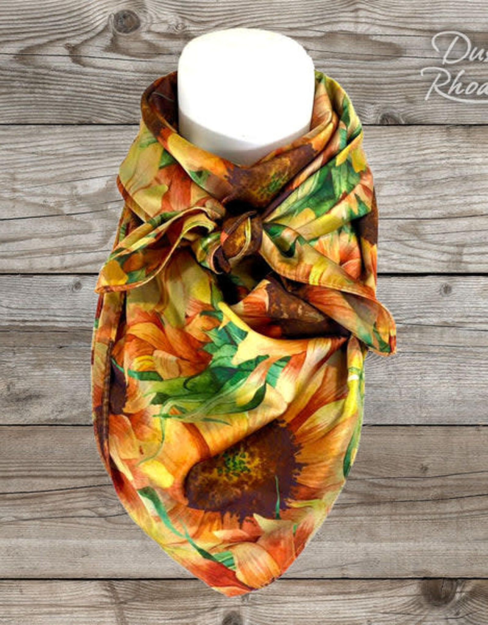 Dusti Rhoads Wild Rag 36x36 Sun Flower 100% Silk