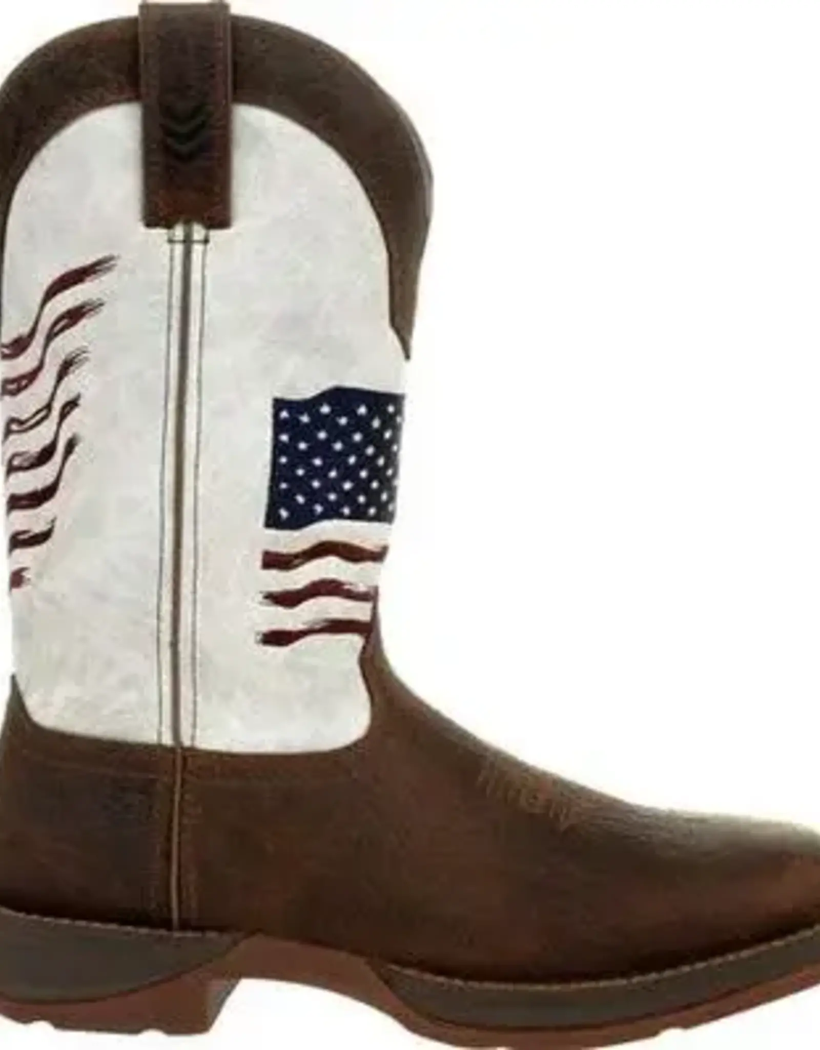 Durango Mens Durango Rebel Distressed Brown Square Toe Boot White American Flag Top