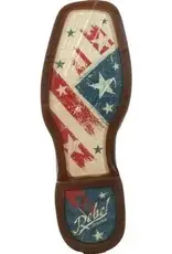 Durango Mens Durango Rebel Distressed Brown Square Toe Boot White American Flag Top