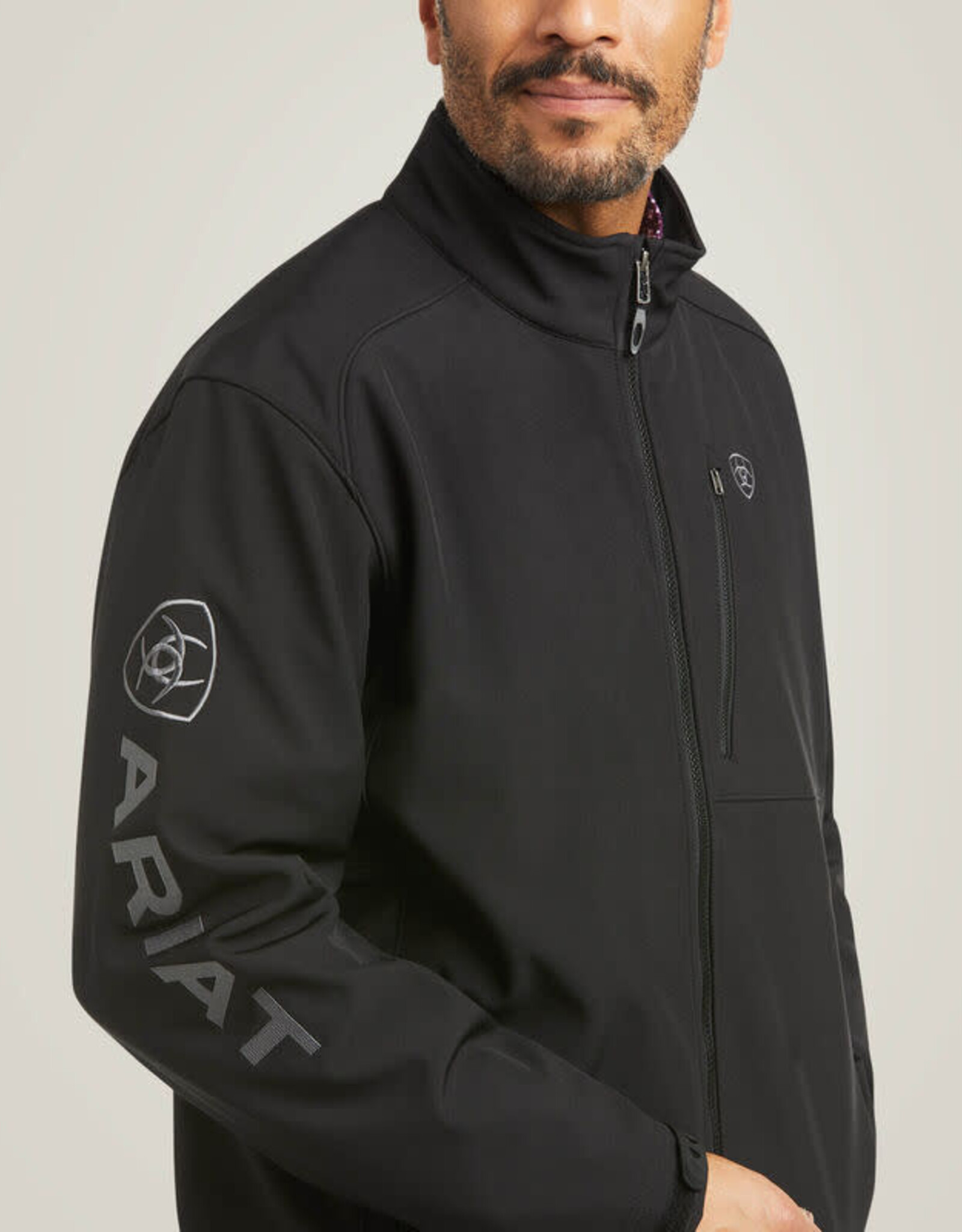 Ariat Ariat Mens Shoftshell Concealed Carry Black Logo Embroidered Flag Jacket