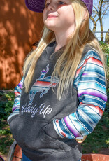 Cowgirl Hardware Girls Giddy up Serape Sleeve Pullover Hoodie