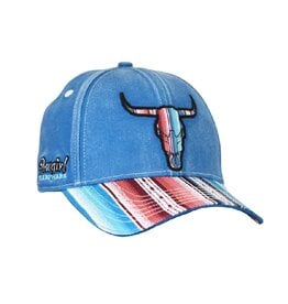 Cowgirl Hardware Turquoise Serape Longhorn Skull Baseball Cap