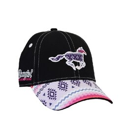 Youth Cowgirl Hardware Black Aztec Running Horse Baseball Cap