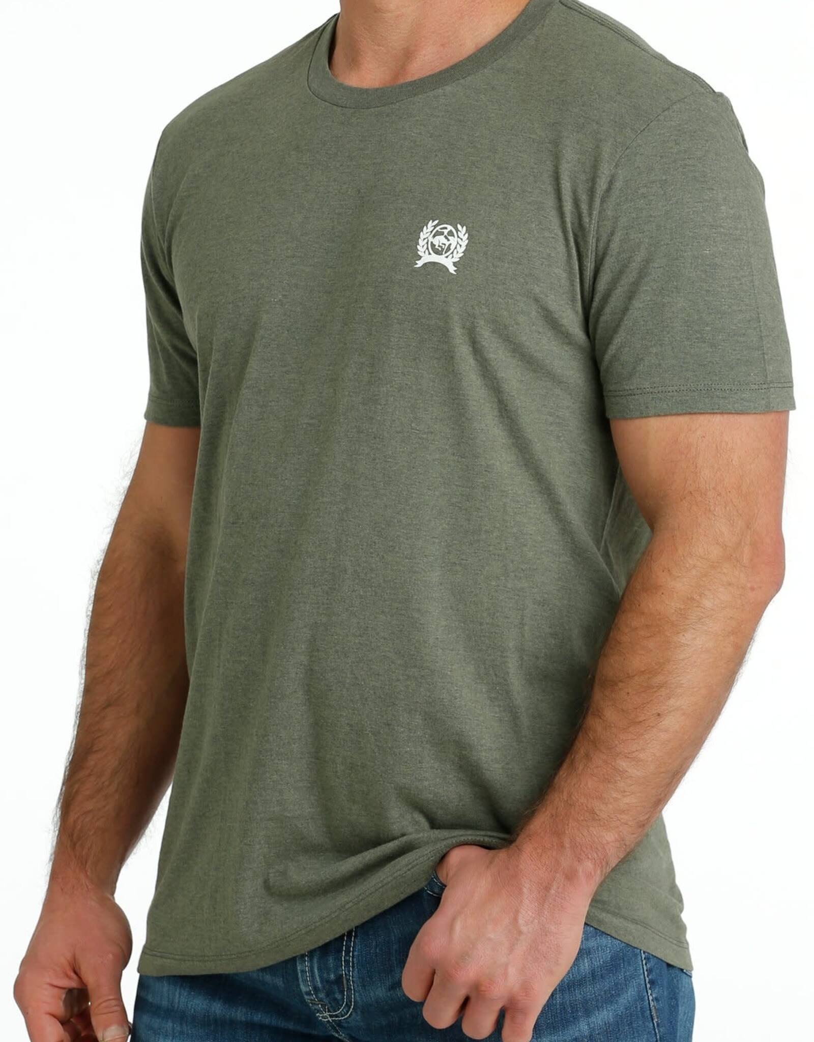 Cinch Mens Cinch Short Sleeve Olive Support Local Farmers T Shirt