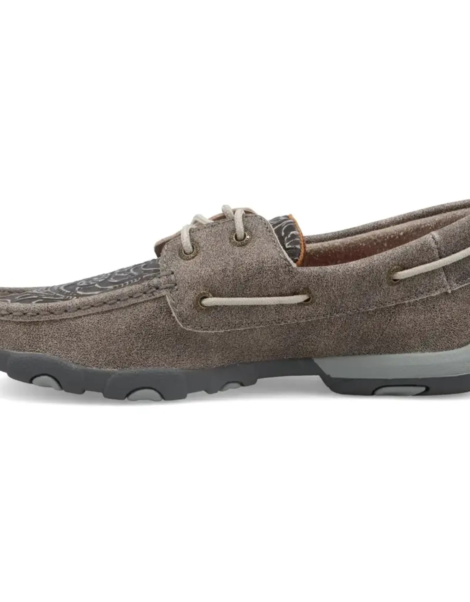 Womens Twisted X Driving  Moc Grey Tooled Slip On Laces