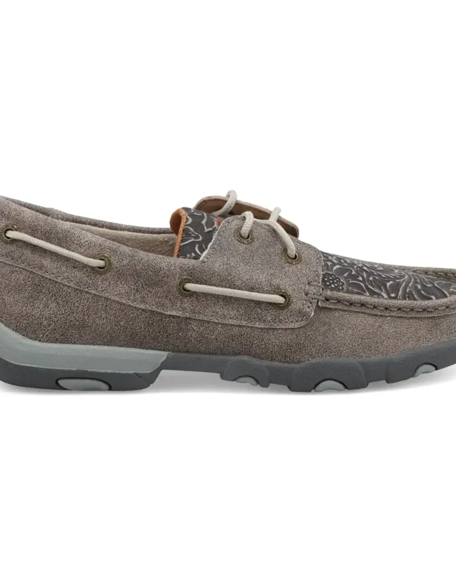 Womens Twisted X Driving  Moc Grey Tooled Slip On Laces