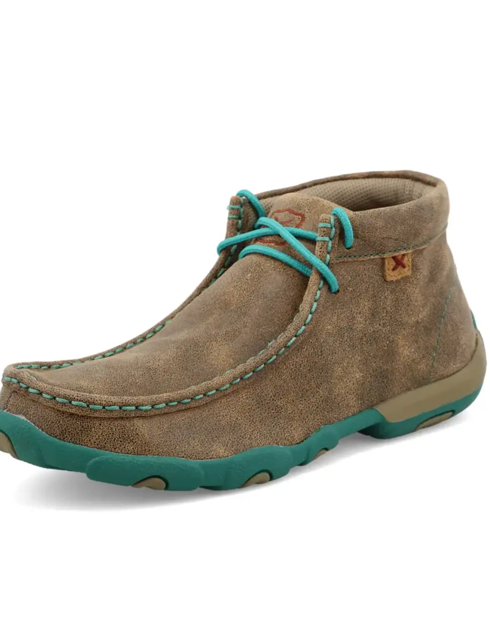 Womens Twisted X Driving Mocs Bomber Brown and Turquoise