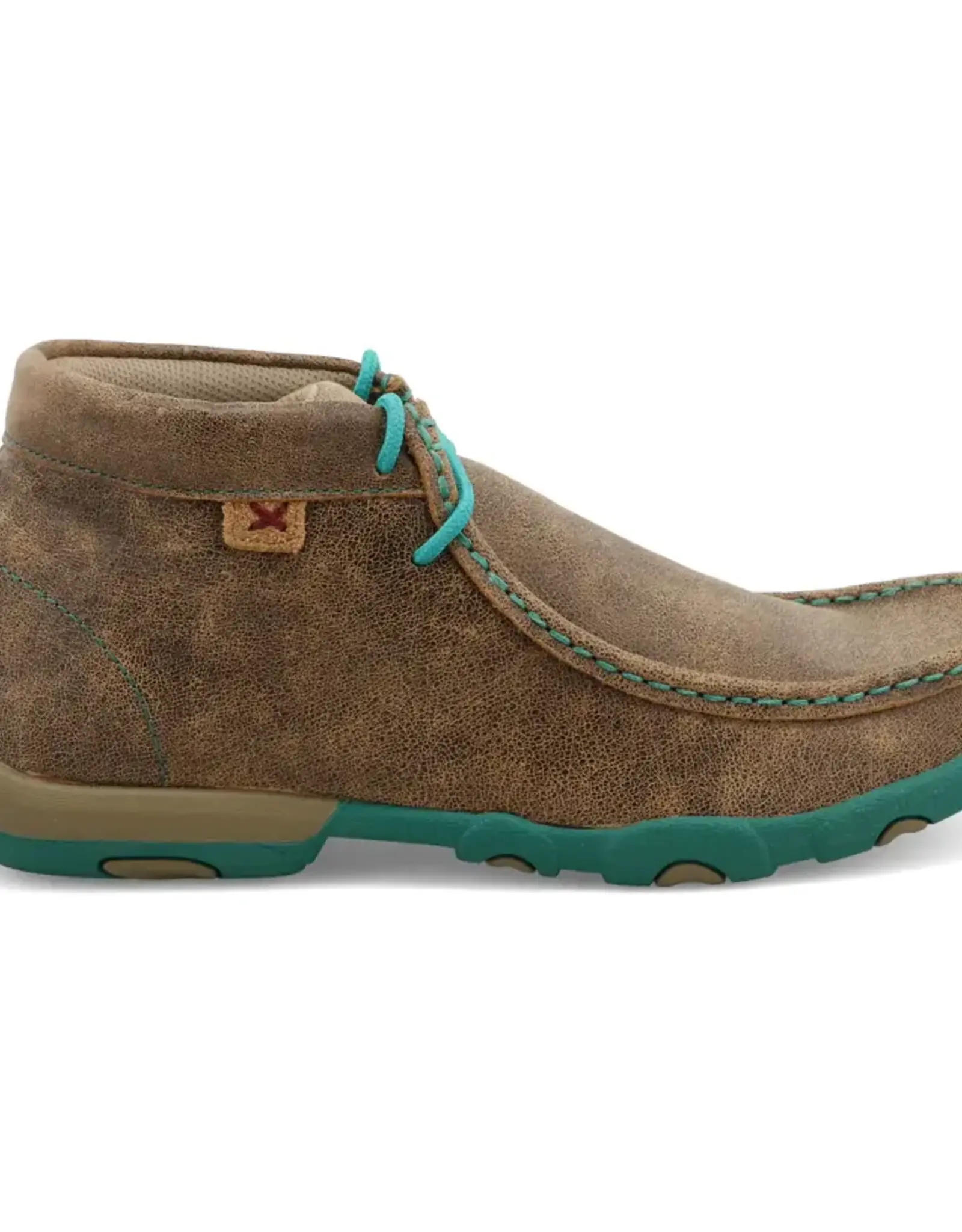 Womens Twisted X Driving Mocs Bomber Brown and Turquoise