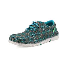 Womens Twisted X Zero Glue Teal South West Print Lace Up  Shoe