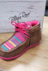 Girls Kimberly Pink Simmer Serape Fringe Moc Shoe