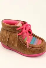 Toddler Pink Serape Fringe Moc